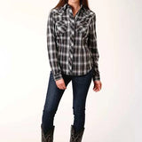 Roper 824 Horseshoe Plaid (Black) - Women's Western Shirt