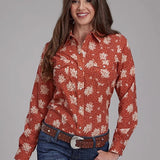 Roper 2282 Cream Floral (Orange) - Women's Western Shirt