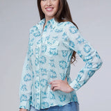Roper 2066 Floral Print (Blue) - Women's Western Shirt
