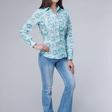 Roper 2066 Floral Print (Blue) - Women's Western Shirt