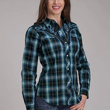 Roper 2128 Windowpane Plaid (Blue) - Women's Western Shirt