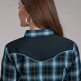 Roper 2128 Windowpane Plaid (Blue) - Women's Western Shirt