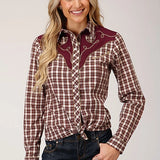Roper 1207 Small Scale Plaid (Wine) - Women's Western Shirt