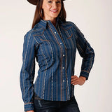 Roper 1724 Floral Wallpaper (Navy) - Women's Western Shirt
