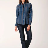 Roper 1724 Floral Wallpaper (Navy) - Women's Western Shirt