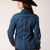 Roper 1724 Floral Wallpaper (Navy) - Women's Western Shirt
