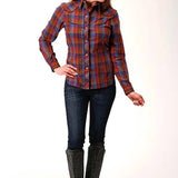 Roper 825 Fancy Yoke Windowpane (Red) - Women's Western Shirt