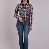Roper 3280 Plaid (Chocolate/Light Blue) - Women's Western Shirt