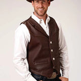 Roper Cow Nappa (Brown) - Men's Leather Vest