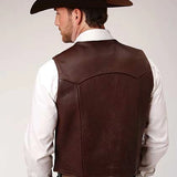 Roper Cow Nappa (Brown) - Men's Leather Vest
