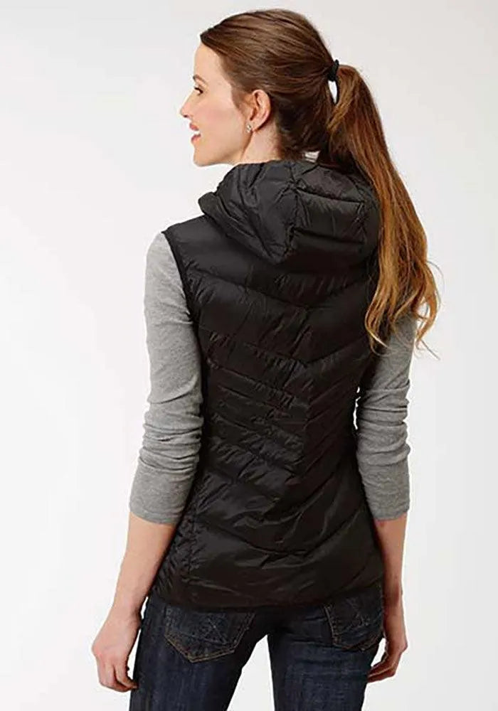 Roper Hooded Chevron Quilted Down Vest (Black) - Women's Vest - Hatcountry