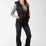 Roper Hooded Chevron Quilted Down Vest (Black) - Women's Vest - Hatcountry