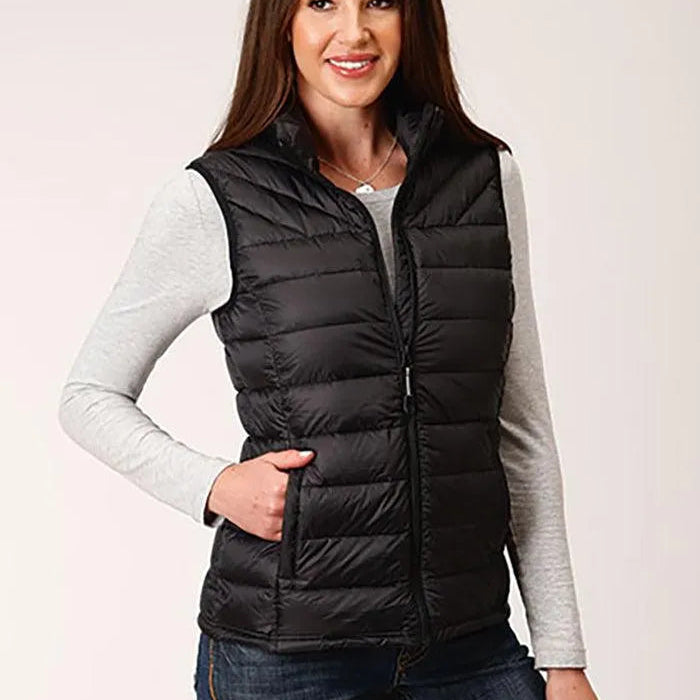 Roper Horizontal Quilted Down Vest (Black) - Women's Vest - Hatcountry