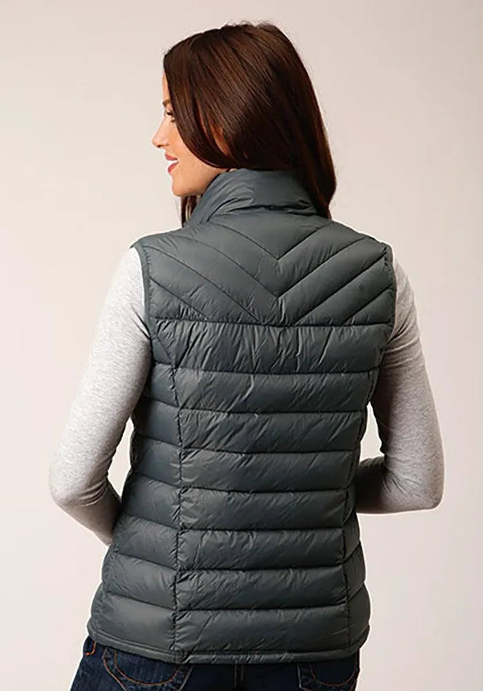 Roper Horizontal Quilted Down Vest (Grey) - Women's Vest - Hatcountry