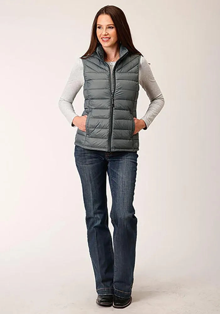 Roper Horizontal Quilted Down Vest (Grey) - Women's Vest - Hatcountry