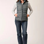 Roper Horizontal Quilted Down Vest (Grey) - Women's Vest - Hatcountry