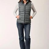 Roper Horizontal Quilted Down Vest (Grey) - Women's Vest - Hatcountry