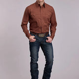 Roper 3101 Solid Poplin (Earth Brown) - Men's Western Shirt