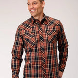 Roper 1853 Dobby Plaid (Brown) - Men's Western Shirt