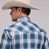 Roper 3290 Star Dobby Plaid (Blue/Red) - Men's Western Shirt