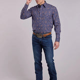 Roper 2833 Vintage Paisley (Blue) - Men's Western Shirt