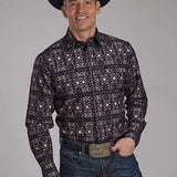 Roper 2171 Pop Color Aztec Print (Grey) - Men's Western Shirt