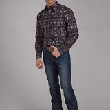 Roper 2171 Pop Color Aztec Print (Grey) - Men's Western Shirt
