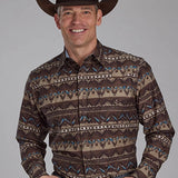 Roper 2175 Distressed Aztec Print (Brown) - Men's Western Shirt