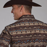 Roper 2175 Distressed Aztec Print (Brown) - Men's Western Shirt