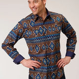 Roper 1265 Chocolate Aztec Print (Brown) - Men's Western Shirt