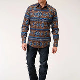 Roper 1265 Chocolate Aztec Print (Brown) - Men's Western Shirt