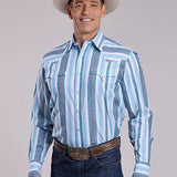 Roper 2832 Yarn Dye Stripe (Blue) - Men's Western Shirt