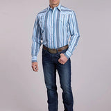 Roper 2832 Yarn Dye Stripe (Blue) - Men's Western Shirt