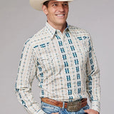 Roper 2001 Aztec Stripe (Cream) - Men's Western Shirt