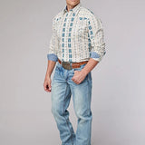 Roper 2001 Aztec Stripe (Cream) - Men's Western Shirt