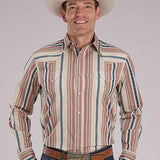 Roper 2469 Southwest Stripe (Tan) - Men's Western Shirt