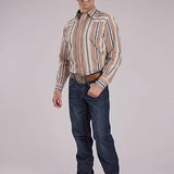 Roper 2469 Southwest Stripe (Tan) - Men's Western Shirt