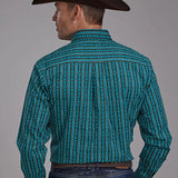 Roper 2170 Micro Aztec Print (Blue) - Men's Western Shirt
