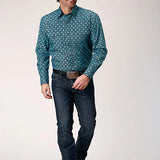 Roper 1845 Lattice Medallion (Blue) - Men's Western Shirt