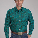 Roper 2238 Mallard Paisley (Teal) - Men's Western Shirt