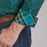 Roper 2238 Mallard Paisley (Teal) - Men's Western Shirt