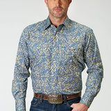 Roper 1933 Delft Paisley (Blue) - Men's Western Shirt