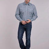 Roper 2881 Scroll Foulard (Blue) - Men's Western Shirt