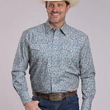 Roper 2884 Line Paisley (Blue) - Men's Western Shirt