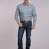 Roper 2884 Line Paisley (Blue) - Men's Western Shirt