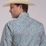 Roper 2884 Line Paisley (Blue) - Men's Western Shirt