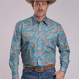 Roper 2886 Desert Spring Paisley (Blue) - Men's Western Shirt
