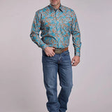 Roper 2886 Desert Spring Paisley (Blue) - Men's Western Shirt