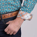 Roper 2887 Vintage Paisley (Turquoise) - Men's Western Shirt