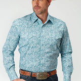 Roper 1944 Stretch Paisley (Teal) - Men's Western Shirt